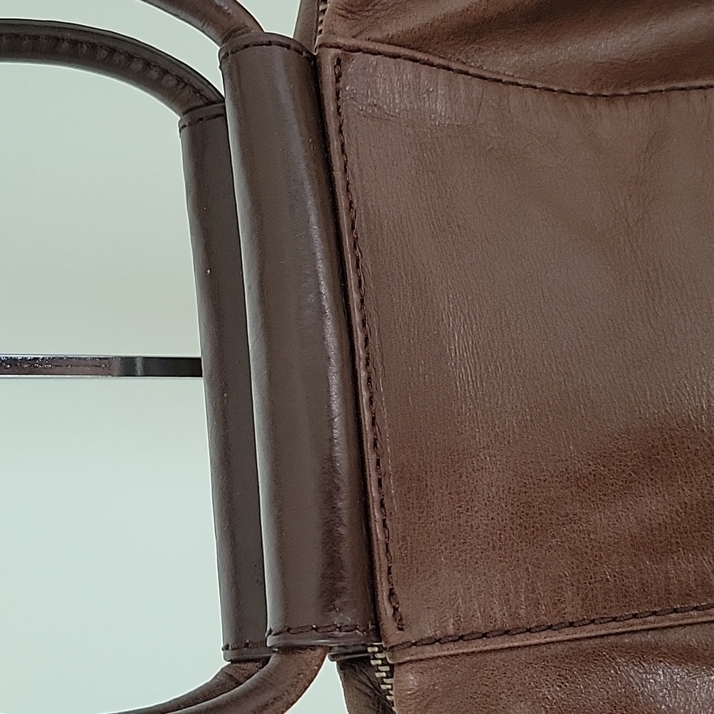 HOBO Mahogany Dark Brown Sheila Crossbody Satchel Crinkle Shiny Leather - Picture 5 of 16